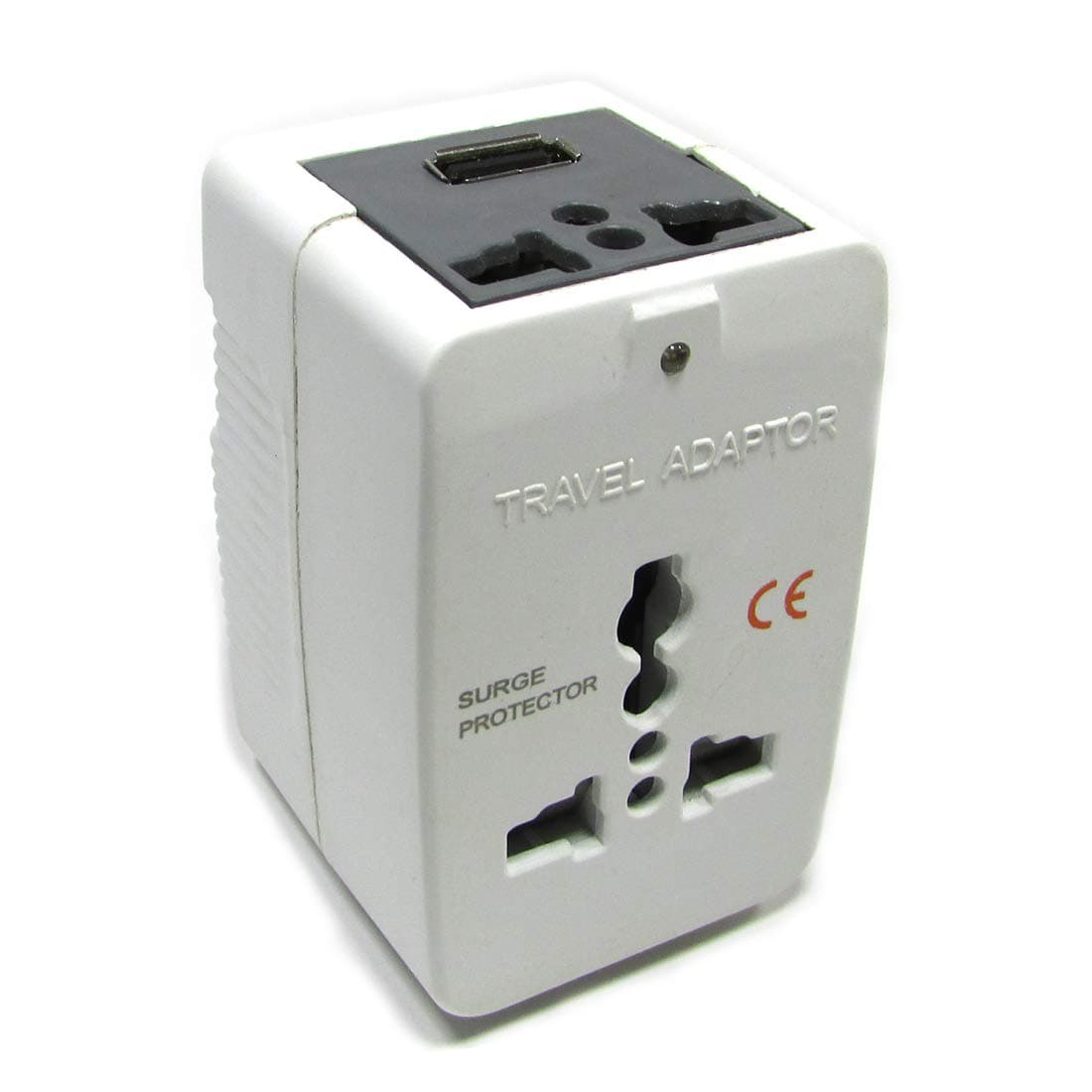 Mihir 3 Pin, 2 Way Universal Travel Adapter Multi Plug with Single USB & Indicator Light (Gray, White)