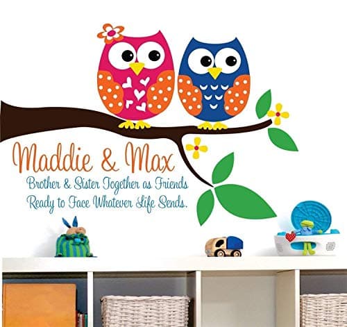 Brother and Sister Owl Wall Decals