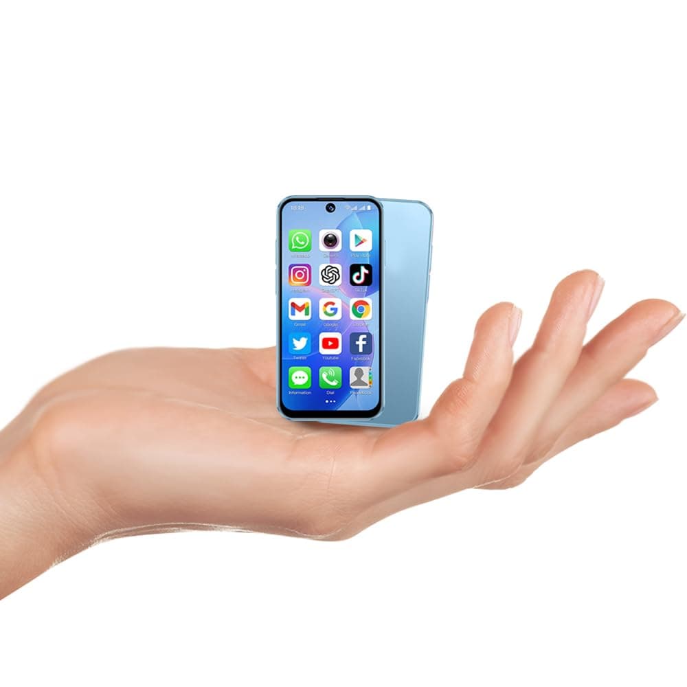 Mini Phone 3.88-inch HD Touch Screen Mini Smartphone, Supporting Dual SIM Cards and Dual Standby 2GB+16GB, Face Recognition Unlock, Android Phone Suitable for Students (Blue)