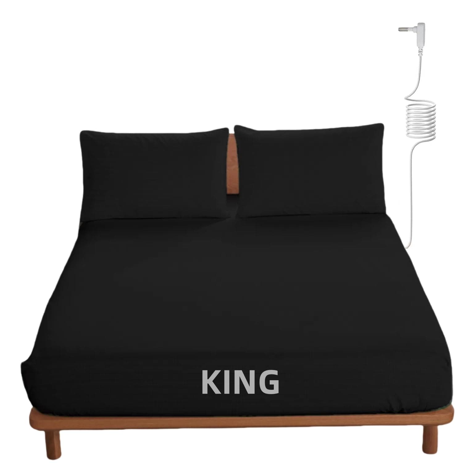 OKOHEY Grounding Fitted Sheets with 15ft Earthing Cord, King Size, 90% Organic Cotton + 10% Silver Fiber, Soft & Breathable Grounded Sheet for Better Sleep and Enhanced Wellness, Black