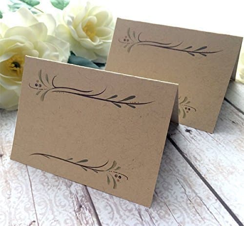 20 Pack - Blank Rustic Wedding Kraft Place Cards - Wedding Escort Cards - Pre-scored Shipped Flat You Fold - Pack of 20