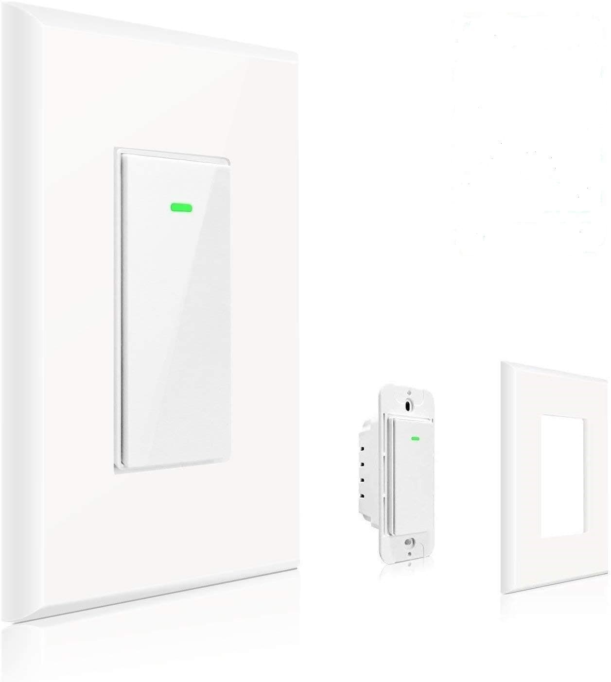 Smart WiFi Switch Light Wall Touch Remote Automatic Control TUYA Works with Smartphone Amazon Alexa Google Assistant, Overload Protection 15 A No Hub Timing Function (Physical Button)