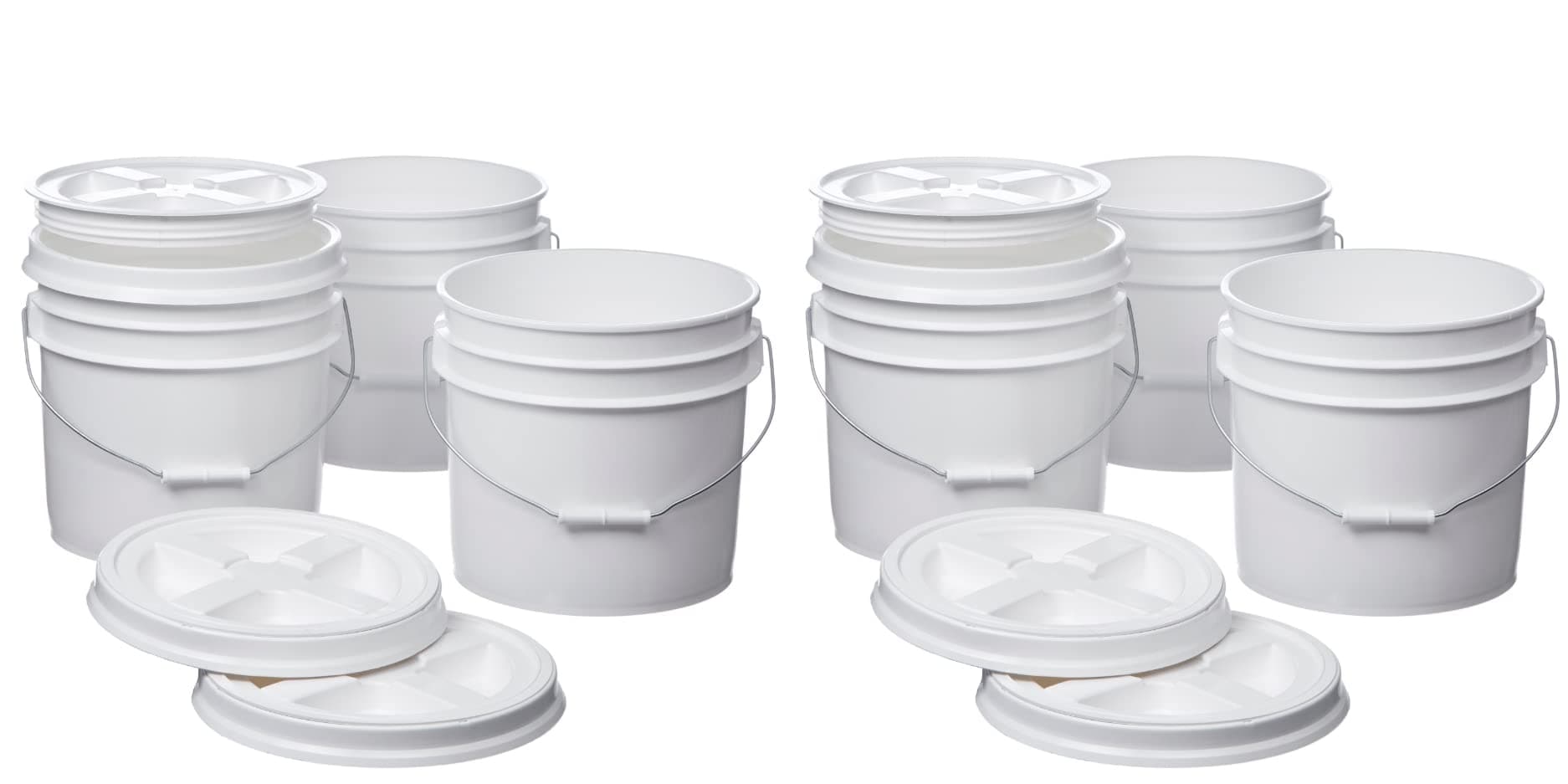 Hudson Exchange 3.5 Gallon (6 Pack) Bucket Pail Container with Gamma Seal Lid, Food Grade BPA Free HDPE, White