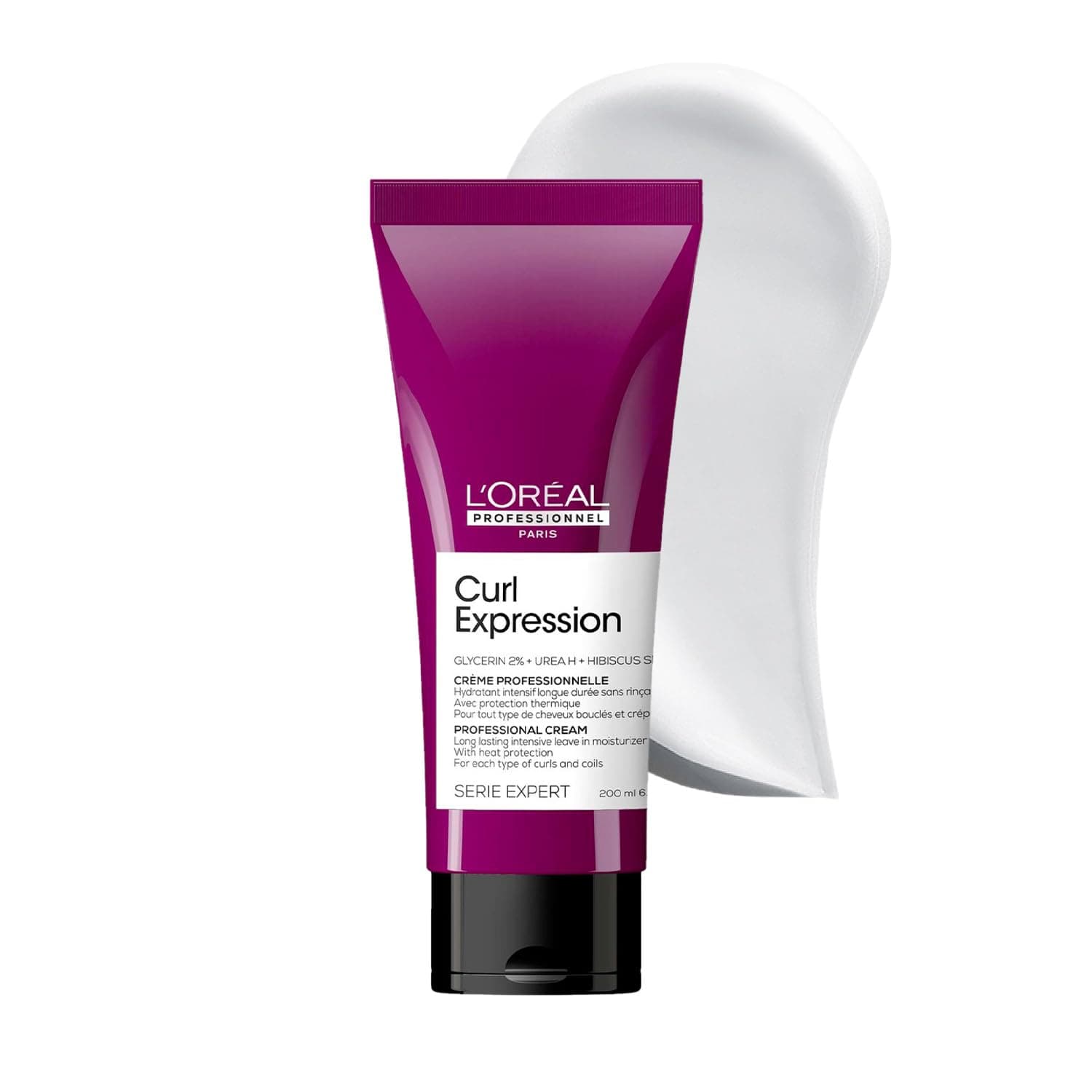 L'Oréal Professionnel Curl Expression Long Lasting Intensive Moisturizing curl cream 200 ml| Intensely moisturizes the dehydrated curls for silky-smooth Hair | With Glycerin, Urea H & Hibiscus seed.
