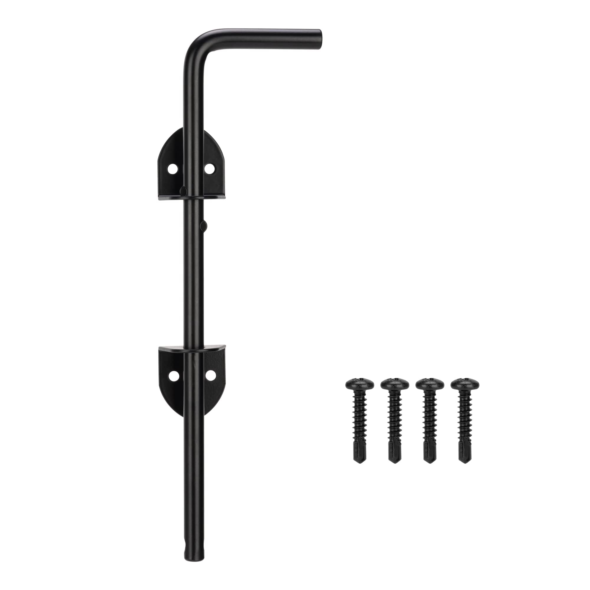 12" Cane Bolt Heavy Duty Drop Rod Gate Stopper Hardware, Gate Ground Latch for Wooden Fences Metal Gates Doors, Gate Drop Pin for Holding Gate to The Ground, Black Finish