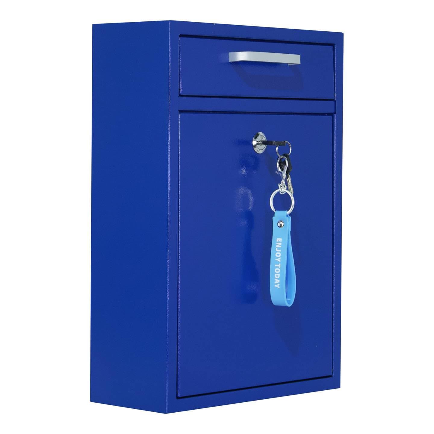 VORVIL Locking Mailbox Wall Mount - Galvanized Steel Mailbox with Keys for Outdoor - Secure Modern Design Large Drop Box for House & Office