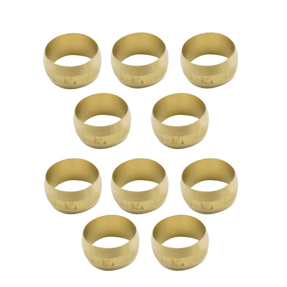 Brass Compression Tube Fitting, Sleeve, Ferrules, 3/4" Tube OD (Pack of 10)