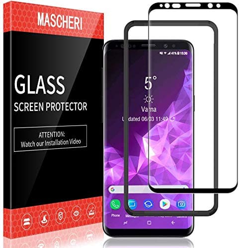 MASCHERI Screen Protector Compatible with Samsung Galaxy S9 3D Full Coverage Tempered Glass Alignment Frame Easy Installation Screen Protective Film