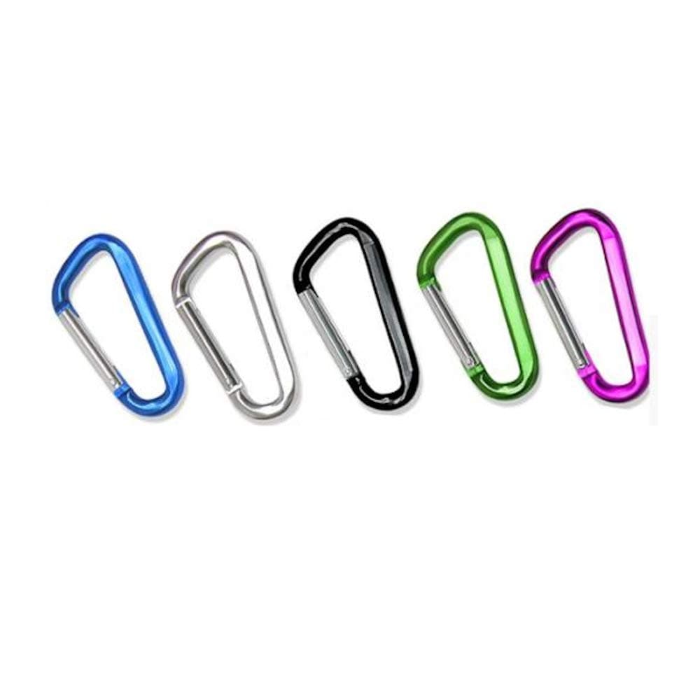 5 x D Shape coloured Carabiner Clip Snap Hook Small Keyring Camping Karabiner UK