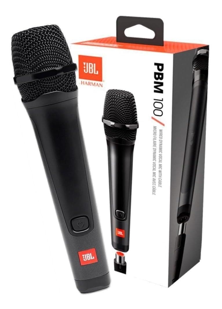 PBM100 Wired Dynamic Vocal Microphone with 6.3 to 3.5 mm Plug-In Adapter Cable and Cardioid Polar Pattern, Black
