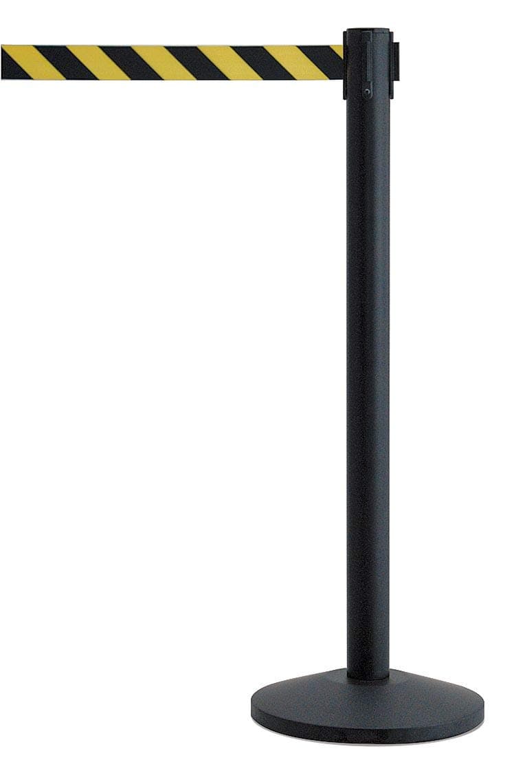 QWAYPOST-33-D4 - Black Post, 2" Wide, 7'6" Length Chevron Black & Yellow Belt (Set of 2)