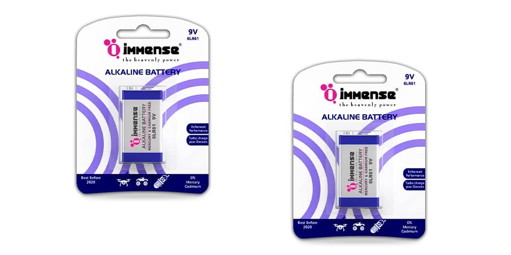 Immense Ultra 9V (6LR61) Alkaline Long Lasting Battery Pack of 2