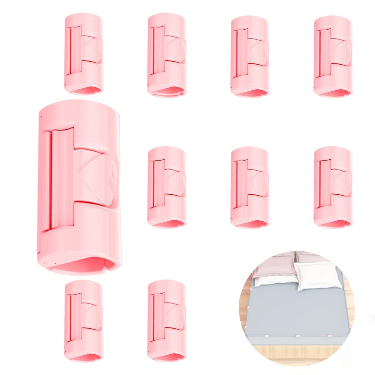 HIONRE 10 Pack Bed Sheet Grippers,Bed Sheet Clips with Two-Speed Adjustment,Sheet Holder That Hold Slip and Fall Out,Keep
