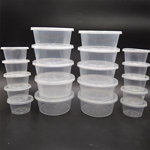 Jimess Slime Storage Containers, 20 Pack Foam Ball Storage Containers with Lids,10PCS 12 oz Big Size&10Pcs Small Size 3.4oz for Slime Glue Putty Making