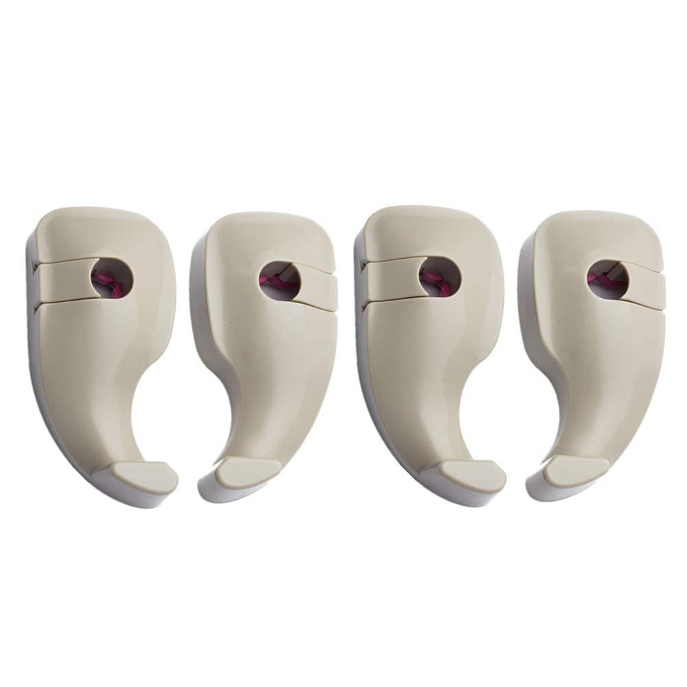 Gyges Car Seat Headrest Hanger Hook with Lock, 4 PACK Universal Car Vehicle Back Seat Headrest Hanger Holder Hook for Shopping Bag Purse Cloth Grocery - Suitable For Most Car Models (Beige)