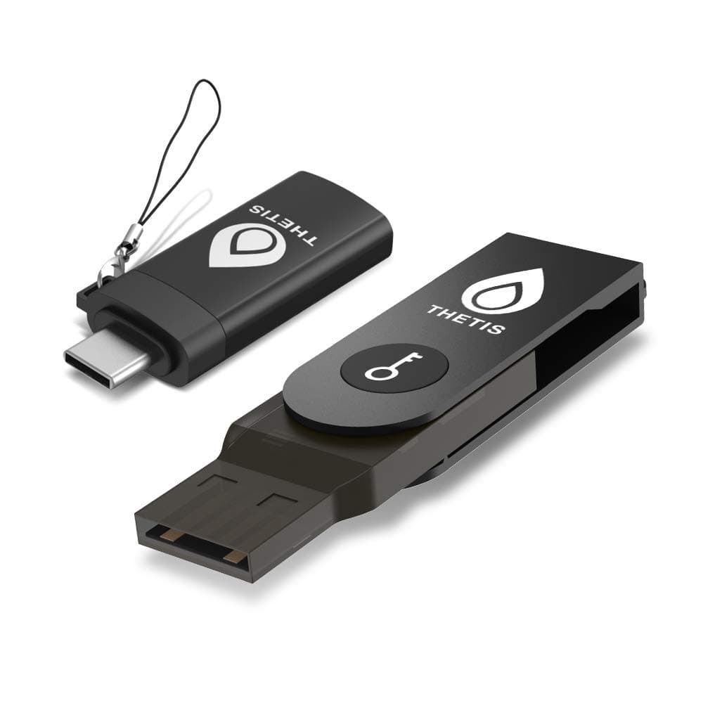 Thetis Fido U2F Security Key with Type C Adapter Two-Factor Authentication Extra Protection and Compatible with Windows/Linus/Mac OS, Gmail, Facebook, Dropbox, SalesForce,GitHub and More