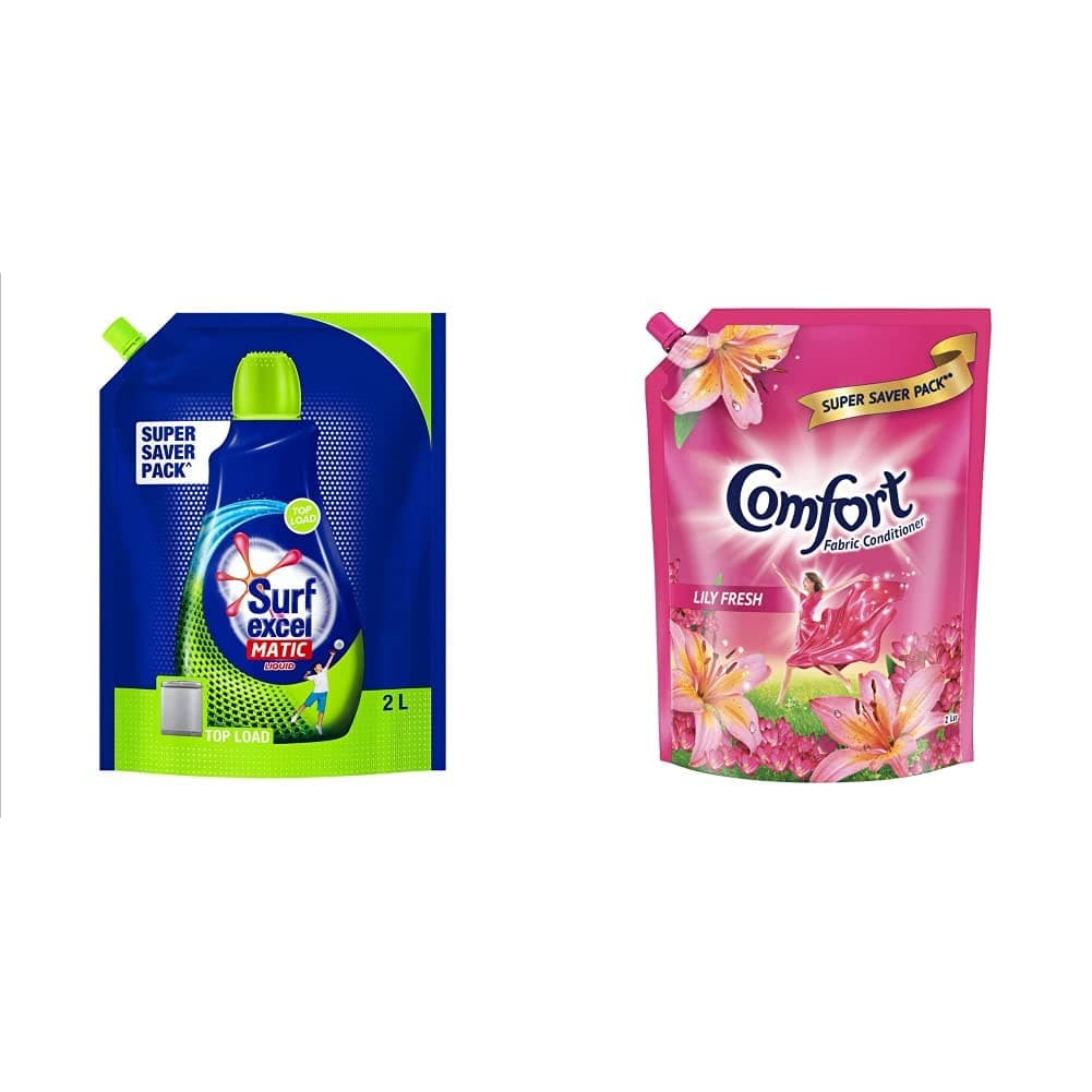Top Load Matic Liquid Detergent Pouch - 2 L & After Wash Fabric Conditioner Pouch - 2 l Combo