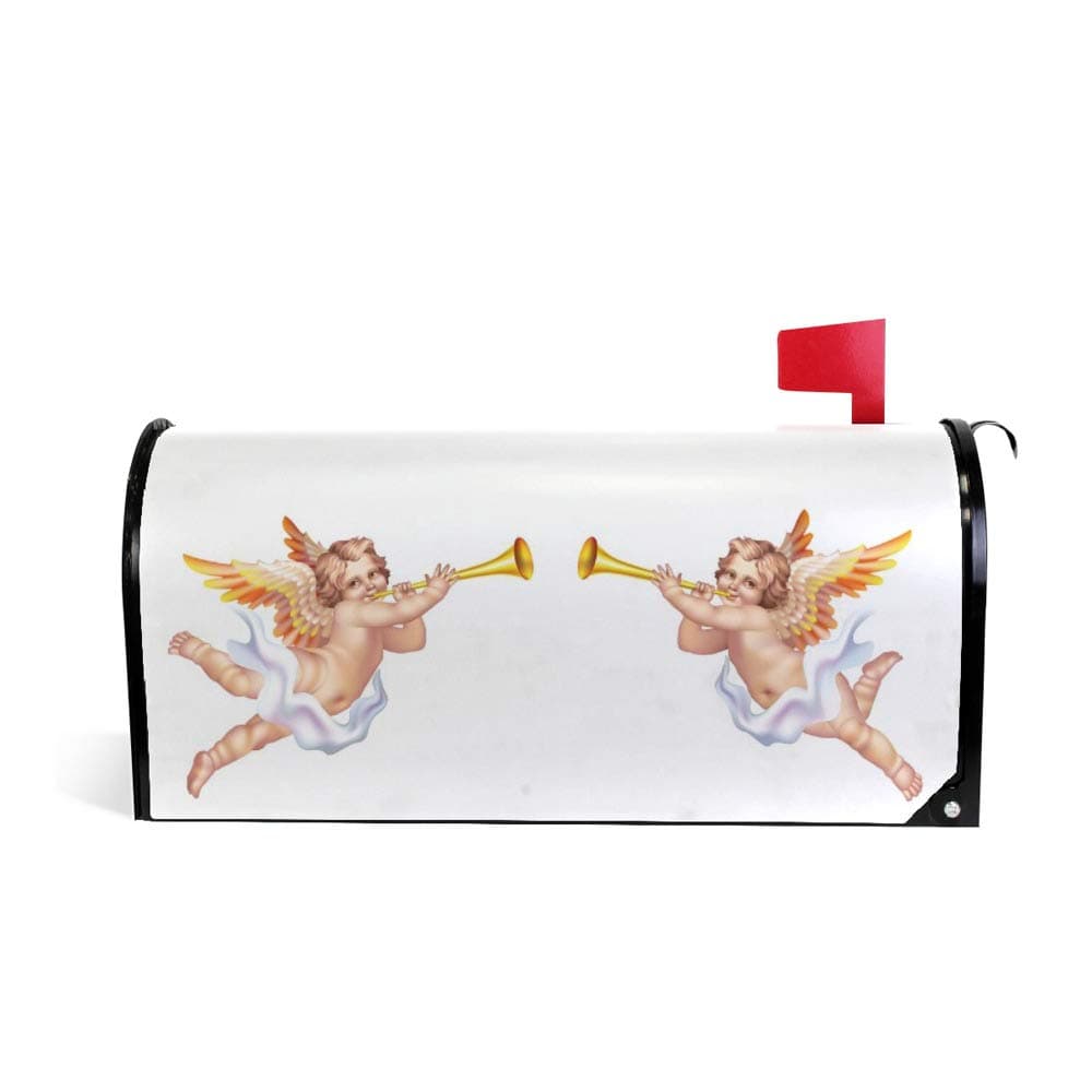 Kuizee Mailbox Cover Magnetic Two Cherub Mailbox Wraps Post Letter Box Cover Standard Size Standard Size 25.5×21nch