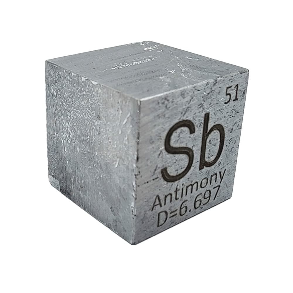 Antimony Cube Sb 99.99% Element Cube Pure 25.4mm Density Cube for Element Collection Periodic Table Hunter, and More (1", Antimony)