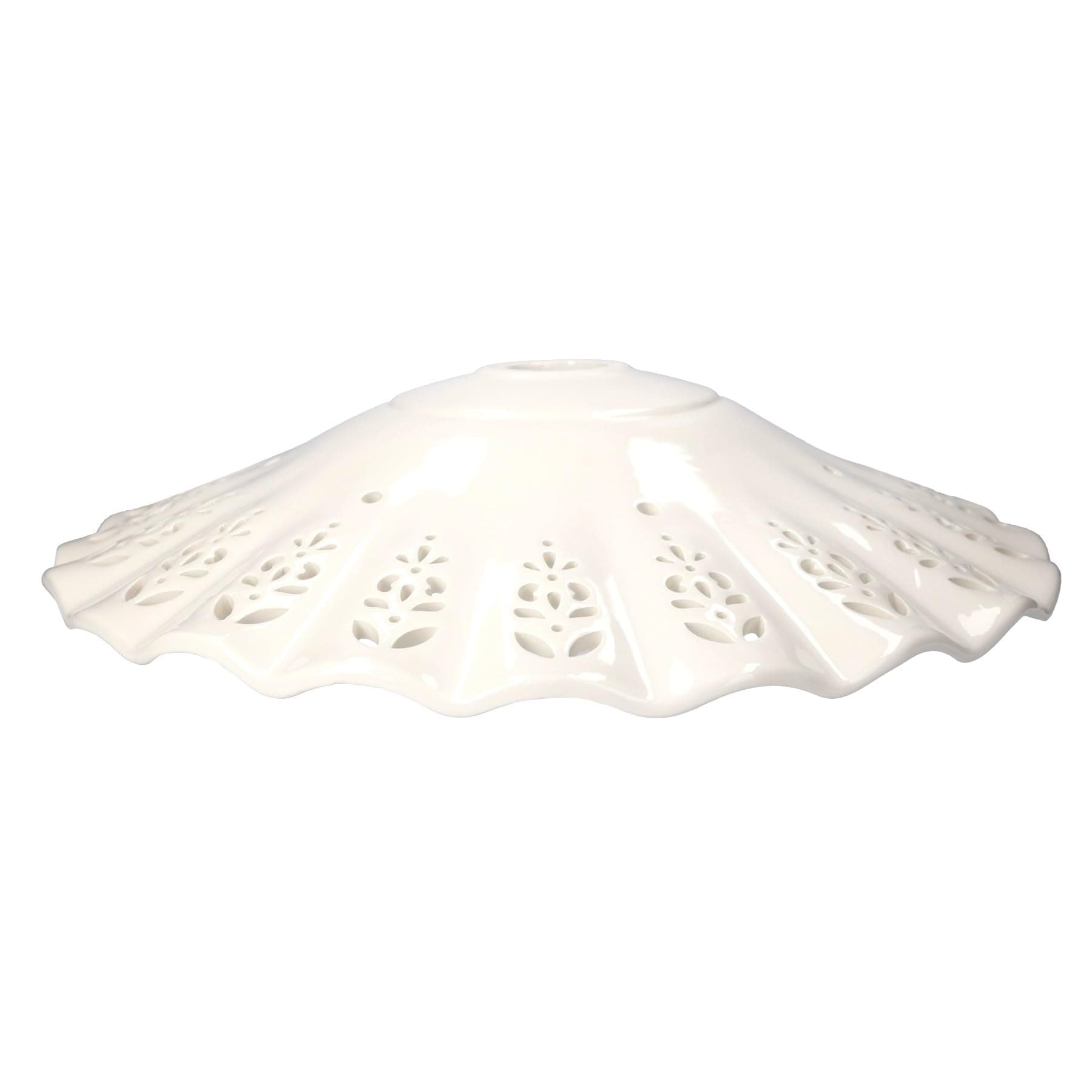 Keyhomestore Ceramic Lampshade, Round, White, 43 cm Diameter, E27 Base, 100% Made in Italy