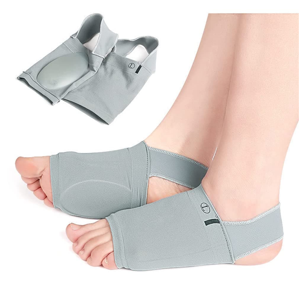 Upgrade Metatarsal Compression Arch Support Sleeves with Gel Pad Inside - Arch Support Brace for Flat Foot & Plantar Fasciitis Pain Relief - Women & Men - 1 Pair (Gray)