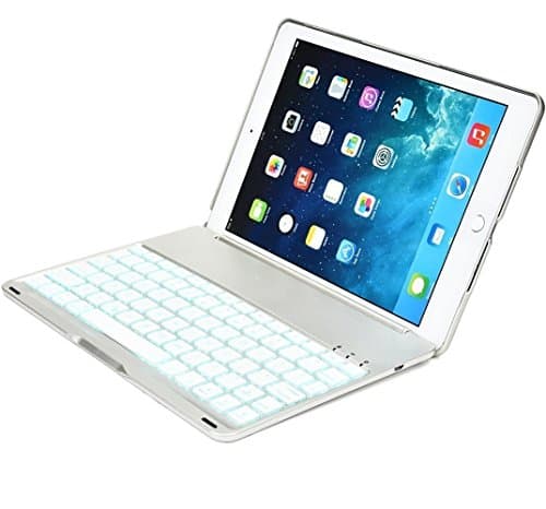 iPad pro 9.7 inch smart keyboard case 7 color backlit bluetooth pro case (Sliver)