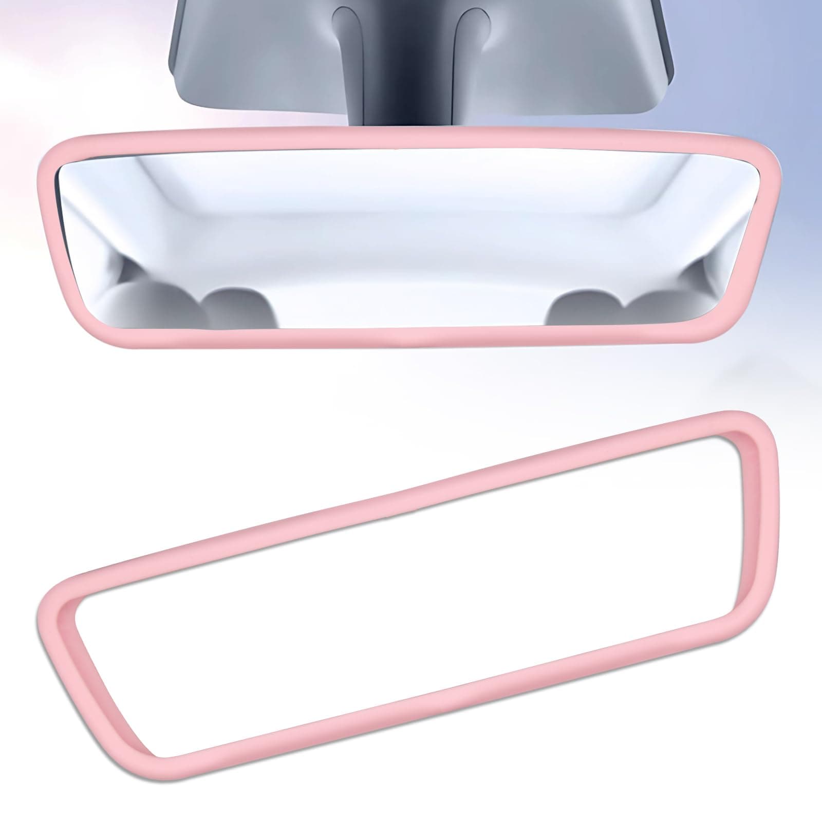 Pink Rear View Mirror Cover and Accessories - Silicone Protector Frame for Car Automotive Mirror