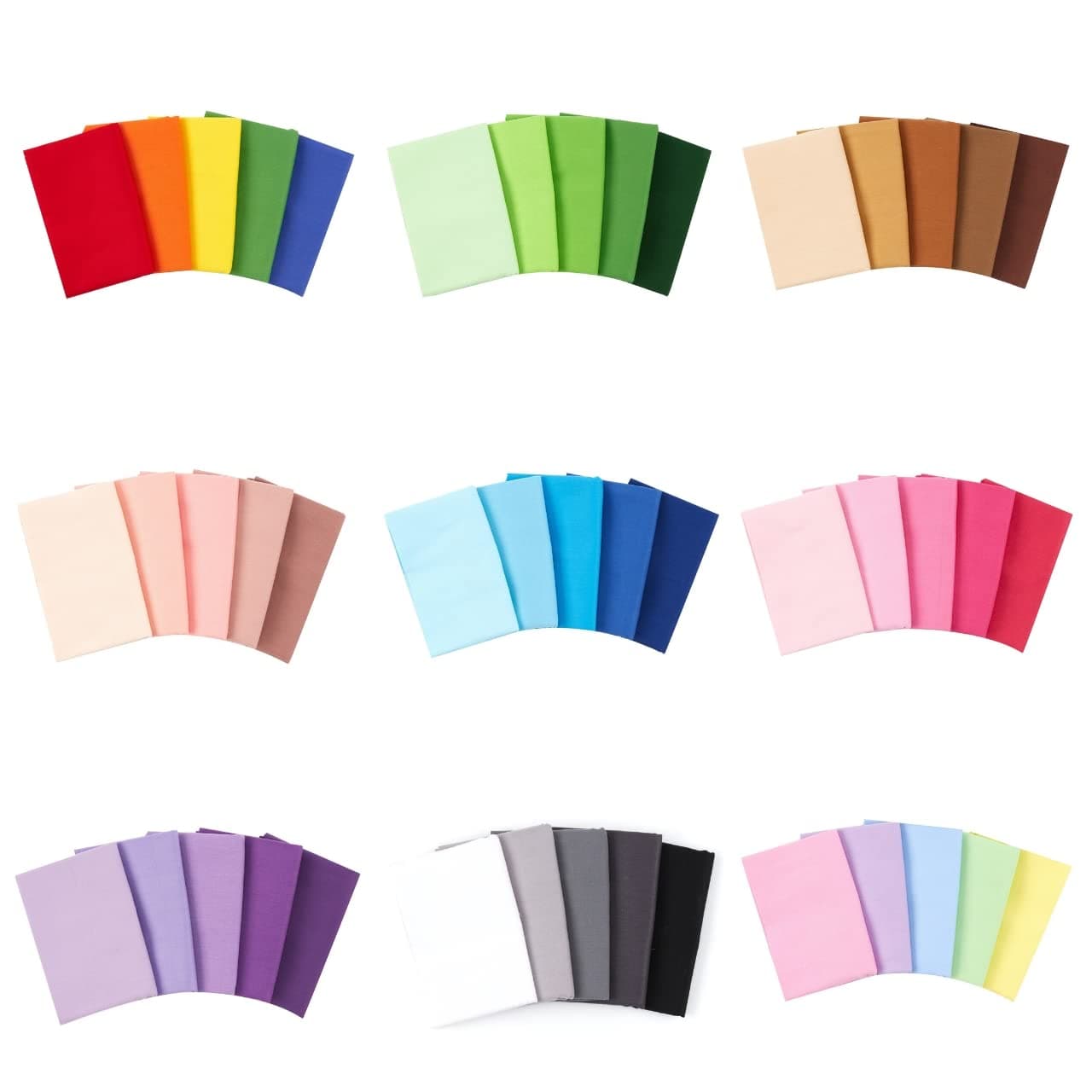 Plain 5 Piece 100% Cotton Fat Quarter Bundle, Perfect for Sewing, Face Coverings, Craft Projects and Patchwork, 53cm x 46cm (20.8" x 18.1") (Shades of Blue)