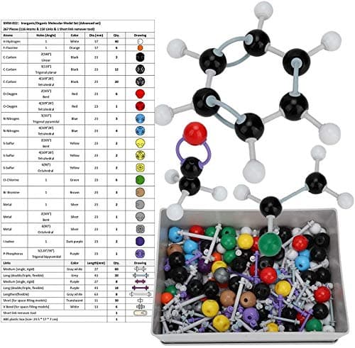 Molecular Model Organic Inorganic Structure Kit Chemistry Electron Orbit Structure Set Model Chemistry Aid Tool for Teacher Students Scientist Chemistry Class (267pcs)