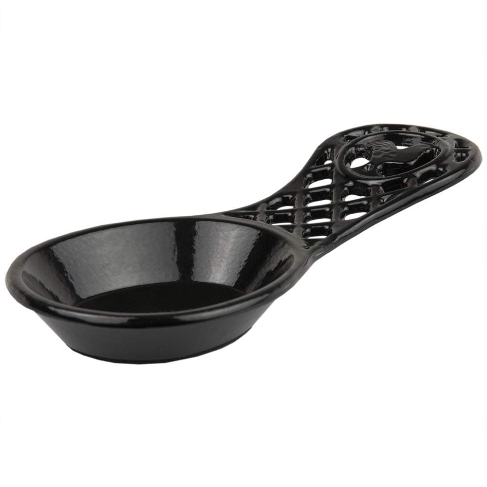 Home Basics Cast Iron Rooster Spoon Rest Sr44176, 7.62" x 3.50" x 1.37",Black