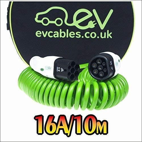 EV Cables CHC001-S(10M) Coiled/Spiral Fast Charging Cable, 16 A/ 10 m