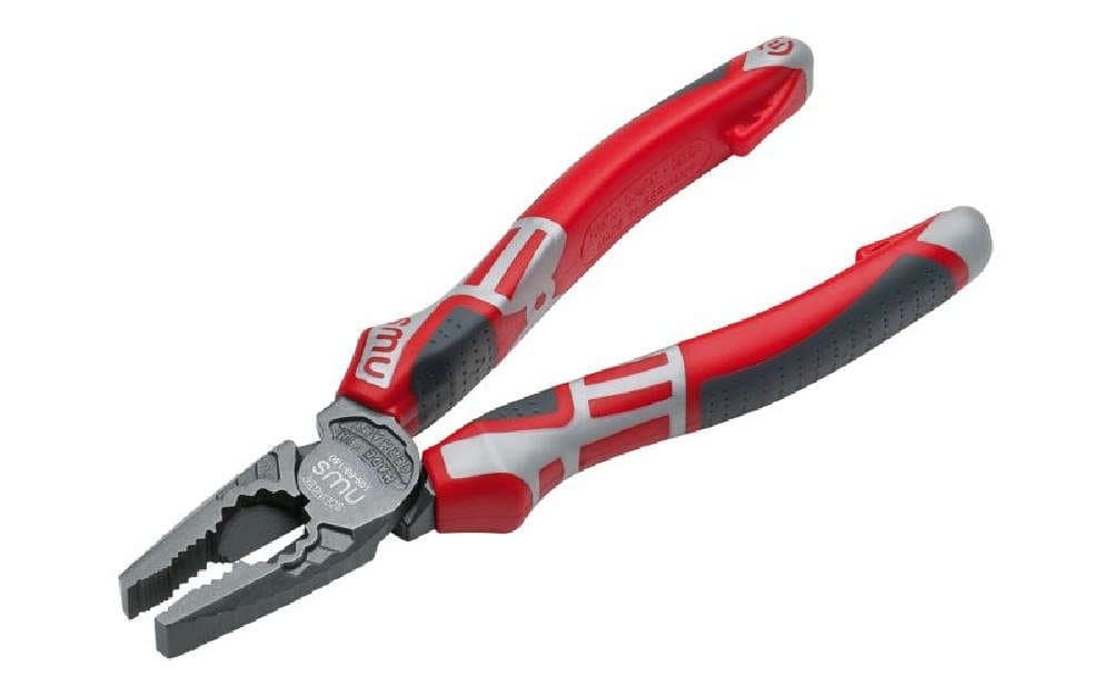 NWS 109-69-180 High Leverage Combimax Combination Pliers, 180 mm Size, Red/Grey