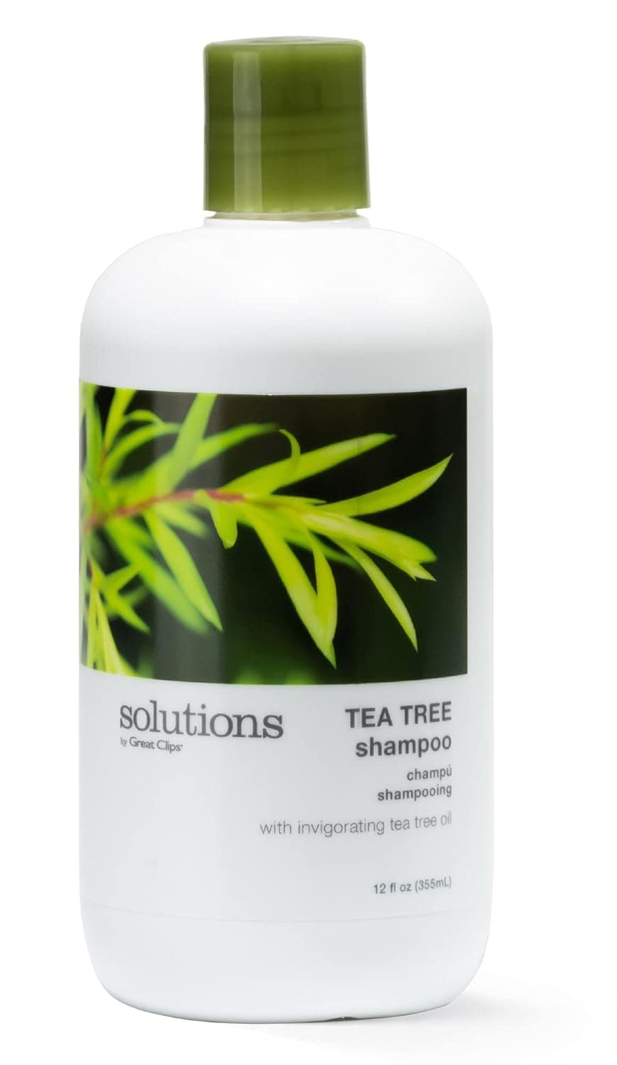 GREAT CLIPS Solutions Tea Tree Shampoo 12 fl oz | Natural Dry Scalp & Dandruff Treatment with Invigorating Essential Oils | Nourish and Stimulate Scalp | For All Hair Types