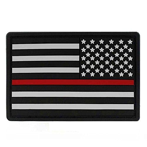 Thin Red Line Reverse American Flag PVC Patch + Hook & Loop - USA Flag Patch United States of America Military Uniform Tactical Jacket Milsim Hats - Soft Rubber Emblem - Black, Grey & Red - 3"x2"