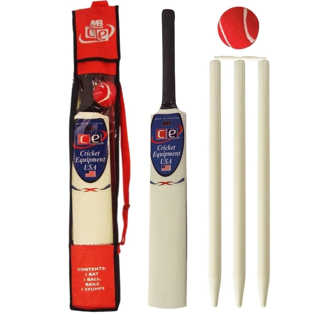 - Junior Cricket Bat Set Wooden Gift Size 4, 6 Includes Stumps Ball Bat Carrying Bag