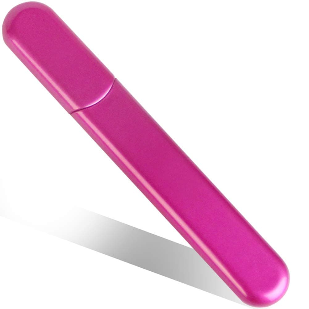 Beauty Nail File, Premium Nail Buffer with Case For Natural Acrylic Nails, Diamond Crystal Nail File for Present/Gift, Blush