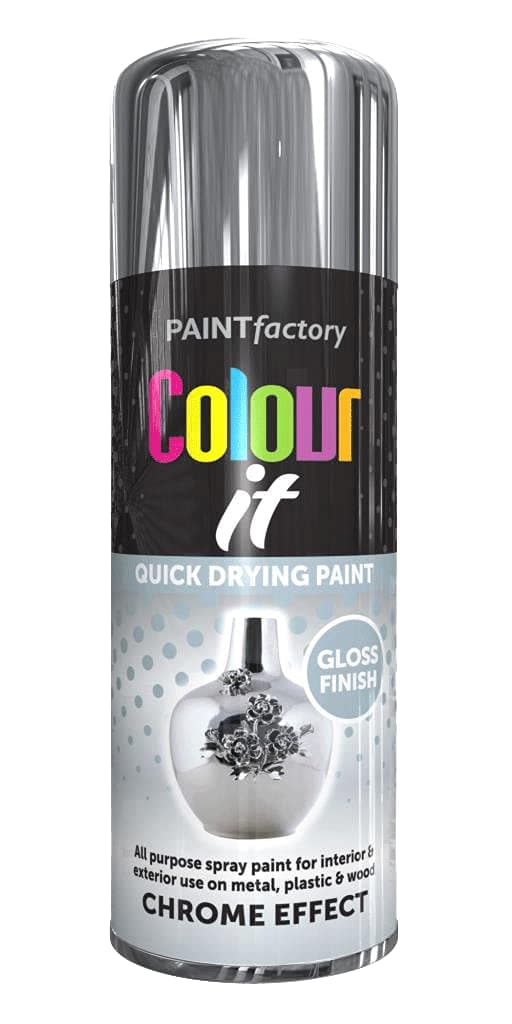 2 x All Purpose Chrome Effect Aerosol Spray Paint 400ml Quick Drying Spray,Fast Dry and Excellent Coverage for Metal, Wood, Plastic and More
