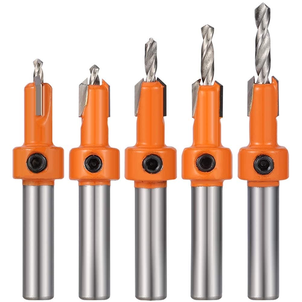 NALACAL 5 Pcs HSS Countersink Drill Bit Set, Woodworking Chamfer Screws Hole Drills Bit for Wood Drilling, Plastic, Drilling Holes£¨2.8mm, 3mm, 3.2mm, 3.5mm, 4mm£©Drill Tools & Accessories