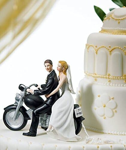 Willow Tree Promise Wedding Cake Topper, Romantic Motorcycle Posture Bride and Groom Wedding Cake Topper.