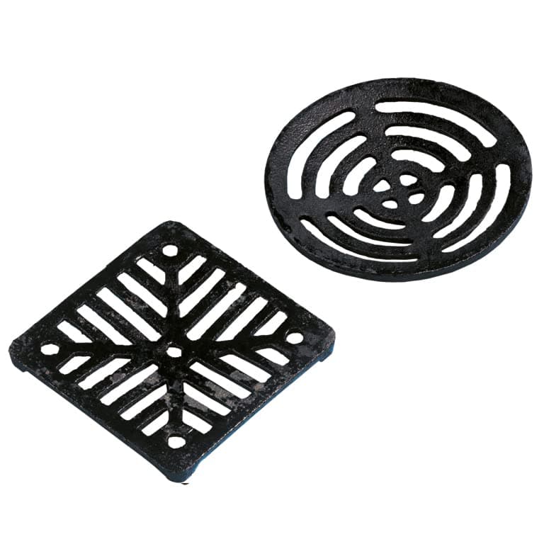 Drain Cover Cast Iron Square Dish Round Gully Grid Grate Heavy Duty Black Outside for Homes (Square 7" Inches)