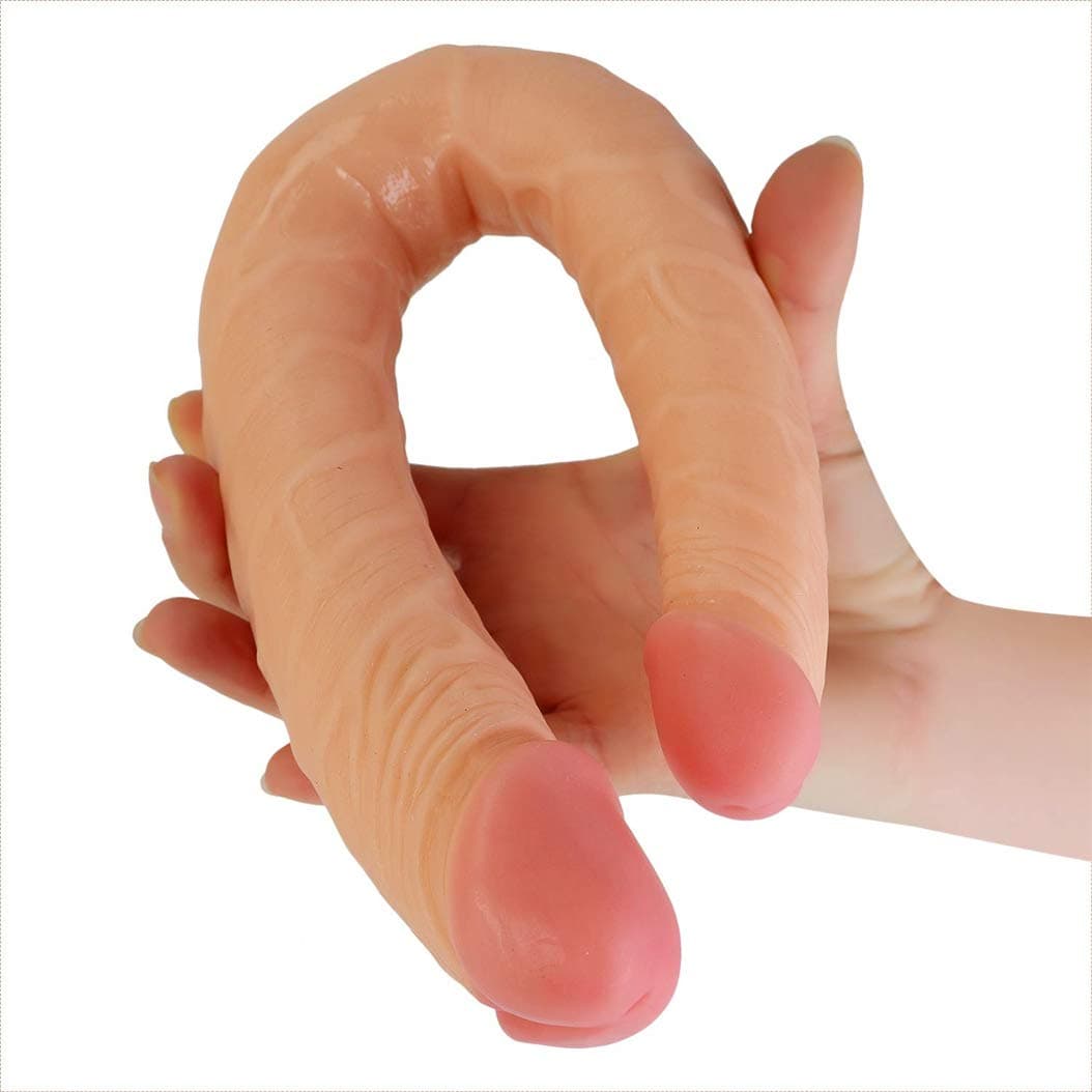 14" Double Sided Toy Real Feel Soft Flexible Double Head Massage (Color : Flesh)