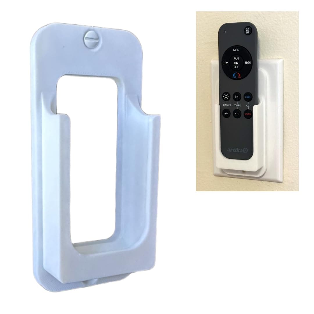 Wall Mount Holder for Remote Control REM-ARTC-1, REM-ARTC-2 Artika Ceiling Fans, Compatible with Edwin, Alton, Aiden, Darren Models, with Mounting Hardware. White (Rocker Switch Mount)