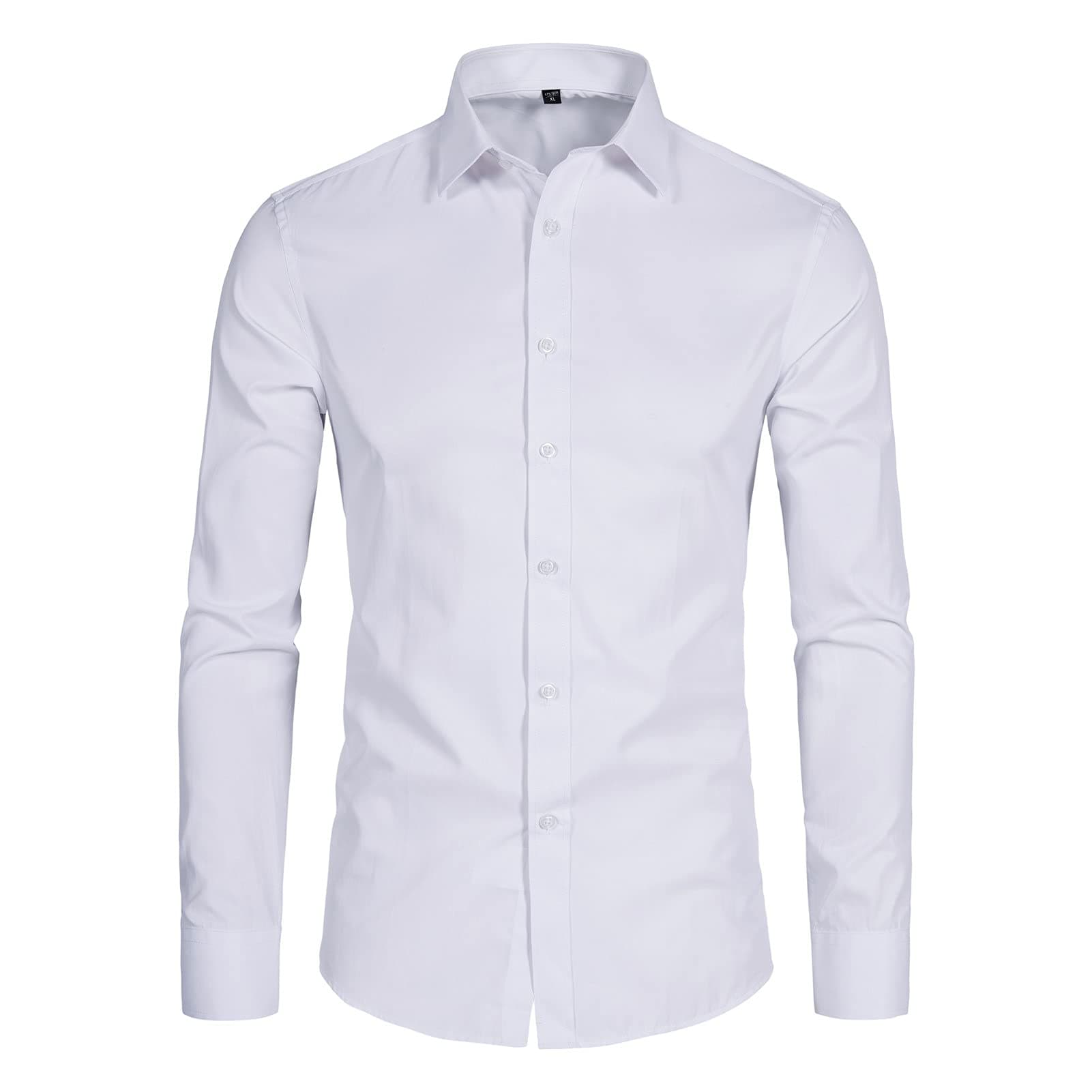 Men's Long Sleeve Button Up Shirts Solid Slim Fit Casual Business Formal Dress Shirt
