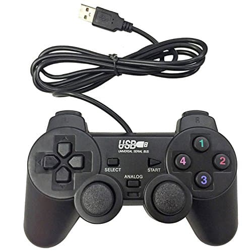 Poulep USB Pc Computer Vibration Shock Wired Gamepad Game Controller Joystick Game Pad (Black)
