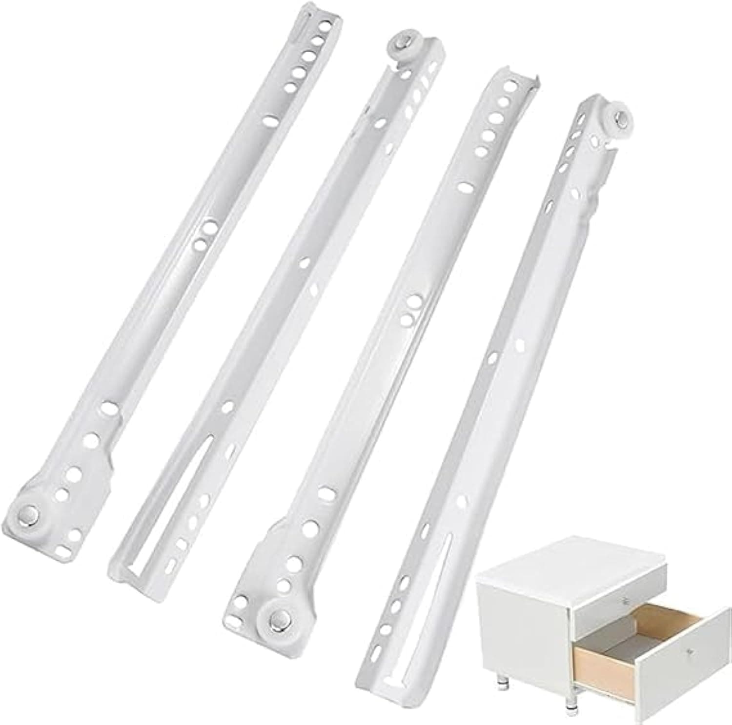 Royal Apex Cabinet Rails Drawer Track Slides For Computer Table Clothing Cabinets With Wheels White Color (18 inch)