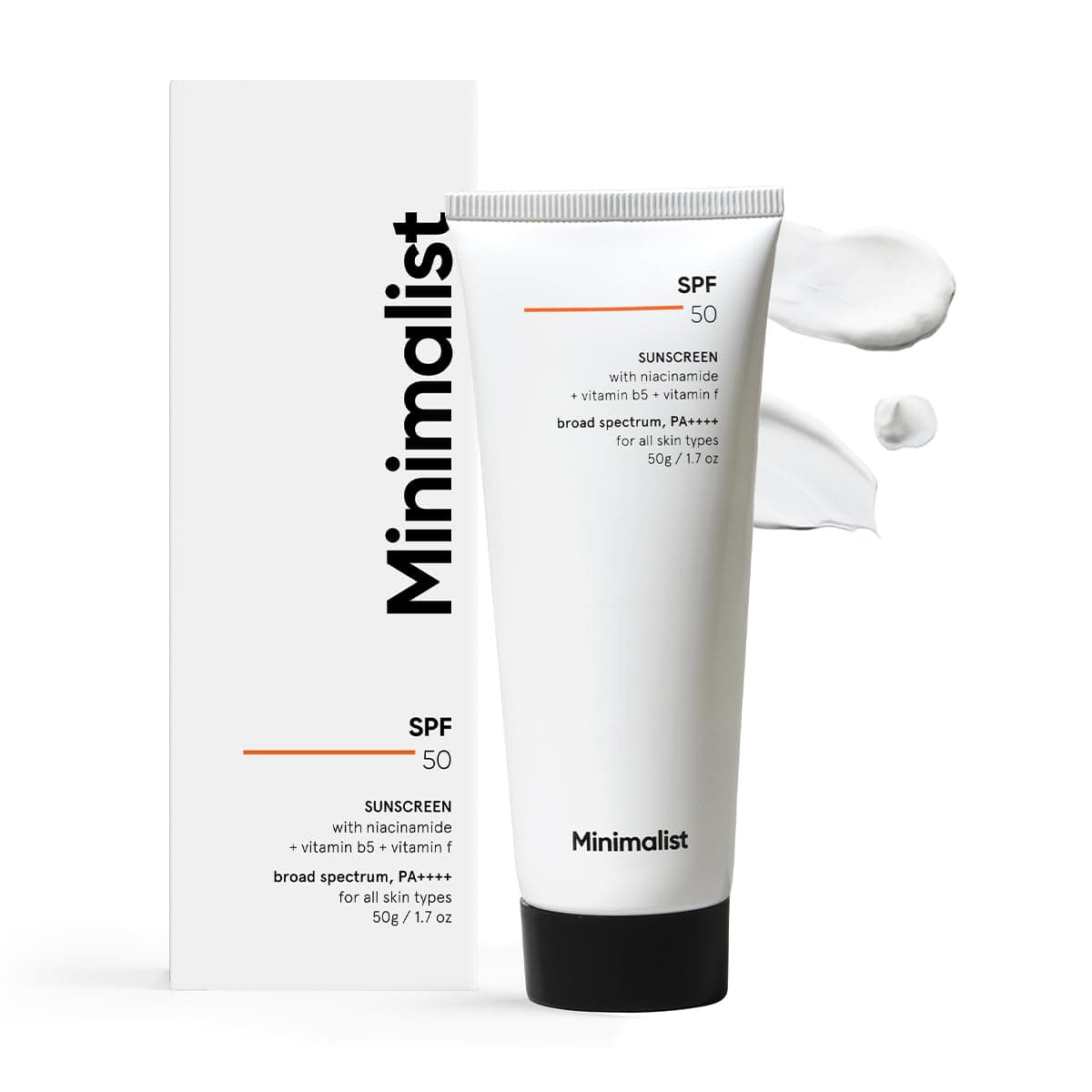 Minimalist Sunscreen SPF 50 Lightweight with Multi-Vitamins | No White Cast | Broad Spectrum PA ++++ | For Women & Men | 50g