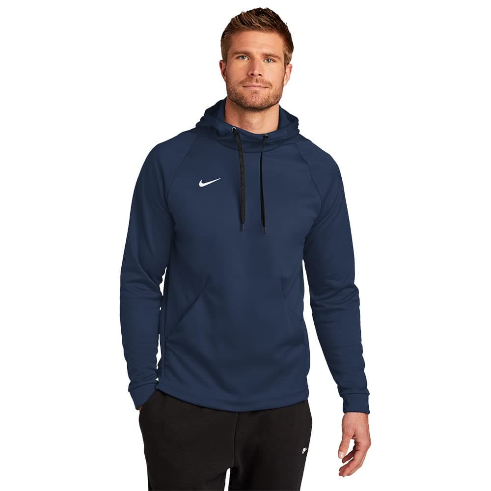 MEN'S NIKE THERMA PULLOVER HOODIE (NAVY/WHITE, Medium)