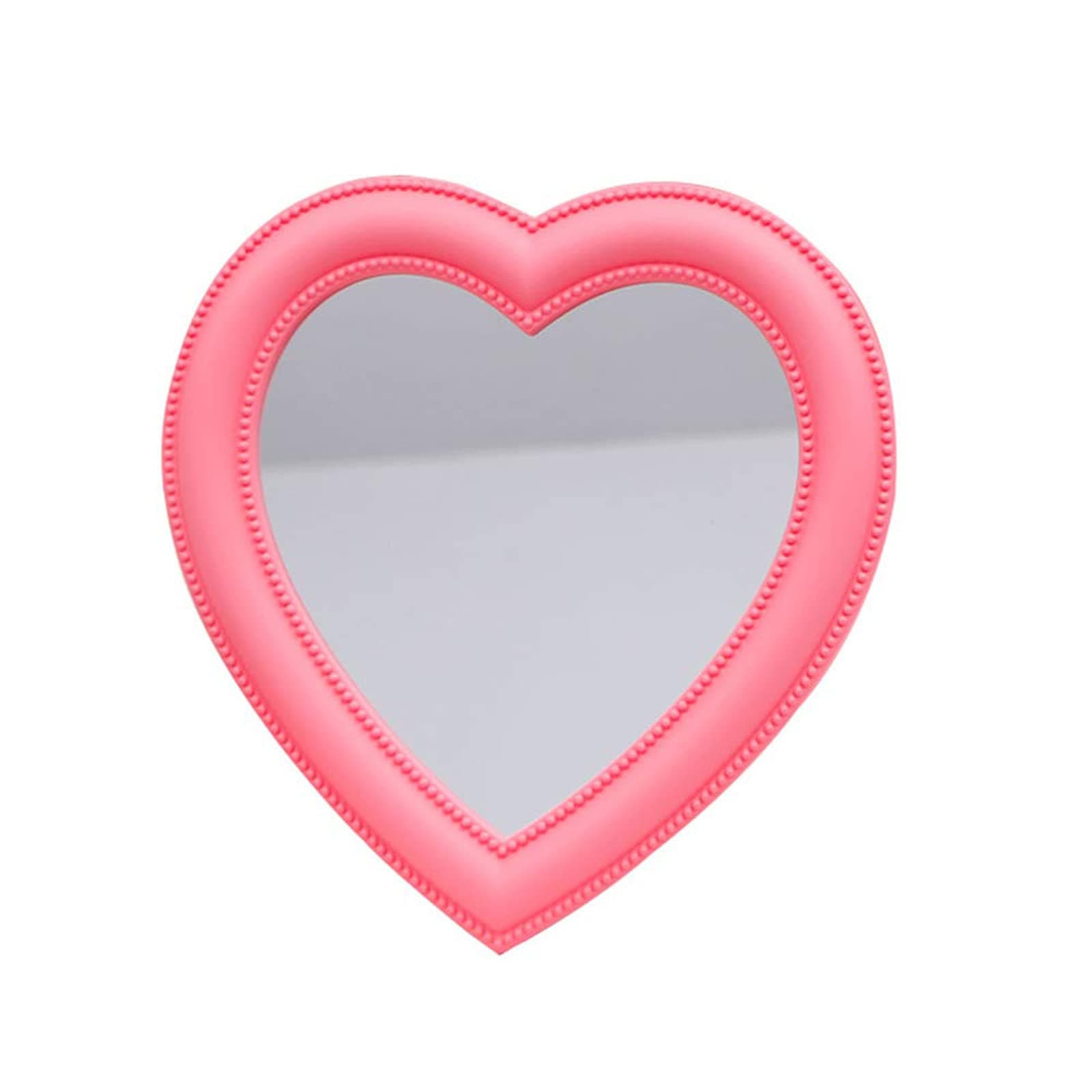 BinaryABC Heart Makeup Mirror Cosmetic Mirror Wall Desktop Mirror Bedroom Mirror (Pink)
