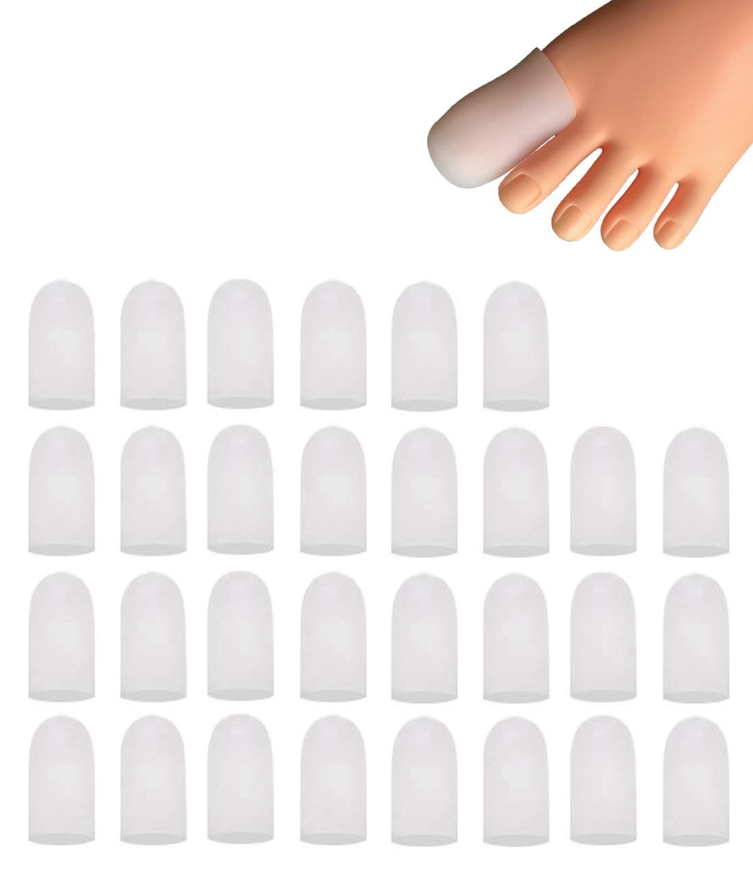 30 Pieces Gel Toe Caps, Silicone Toe Protector, Toe Covers for Big Toe, Protect Toe from Rubbing, Ingrown Toenails, Corns, Blisters, Hammer Toes and Other Painful Toe Problems - Large