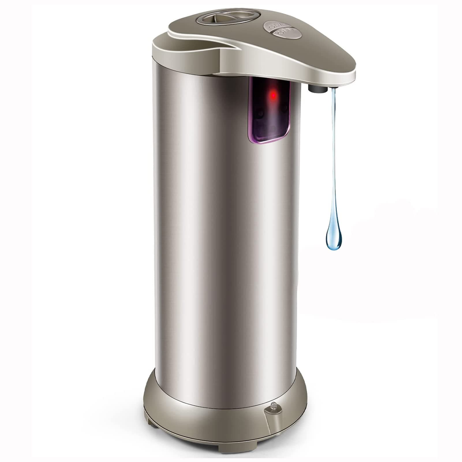 Automatic Sensor Hand Soap Dispenser, Stainless Steel, Silver, Kitchen Bathroom Countertop